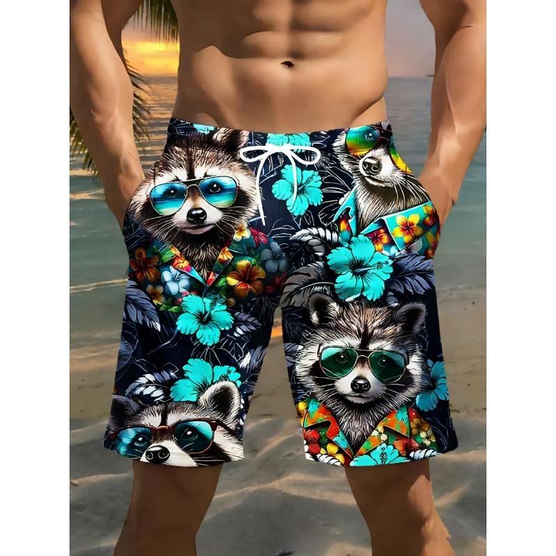Men's Tropical Raccoon Digital Beach Shorts