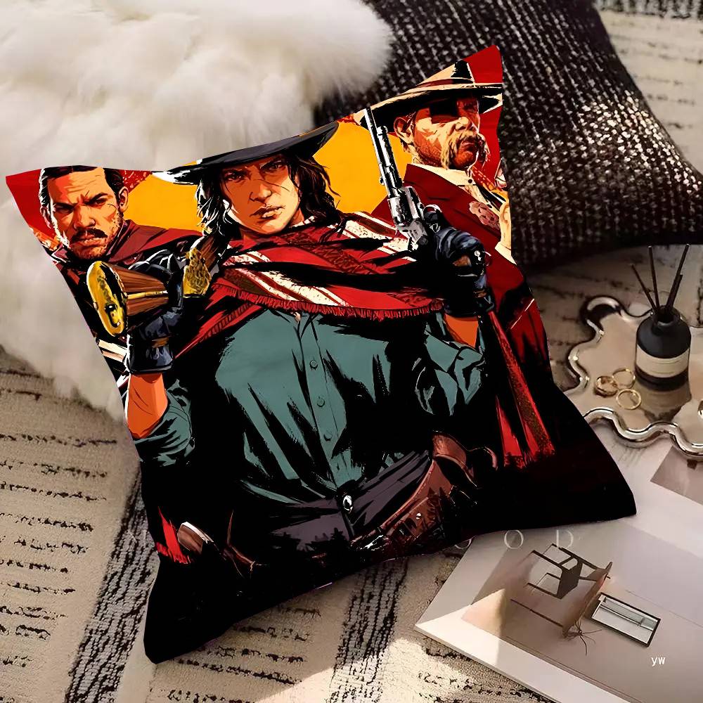 Game R-Red Dead Redemption 2 RDR2 Pillow Case Square Pillow Bedroom Sofa Leisure Comfort Cushion Home Decoration