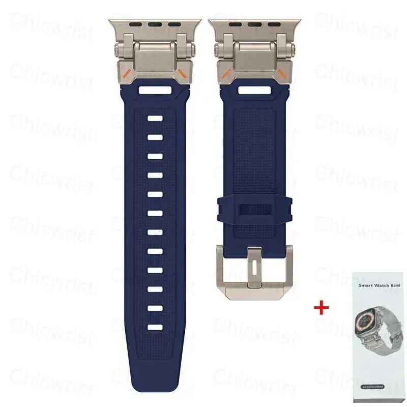 Soft Strap for Apple Watch Ultra 2 Band 49mm 45mm 44mm 42mm Metal Stainless Steel Connector TPU Bracelet Iwatch 9 8 7 6 SE 5 4