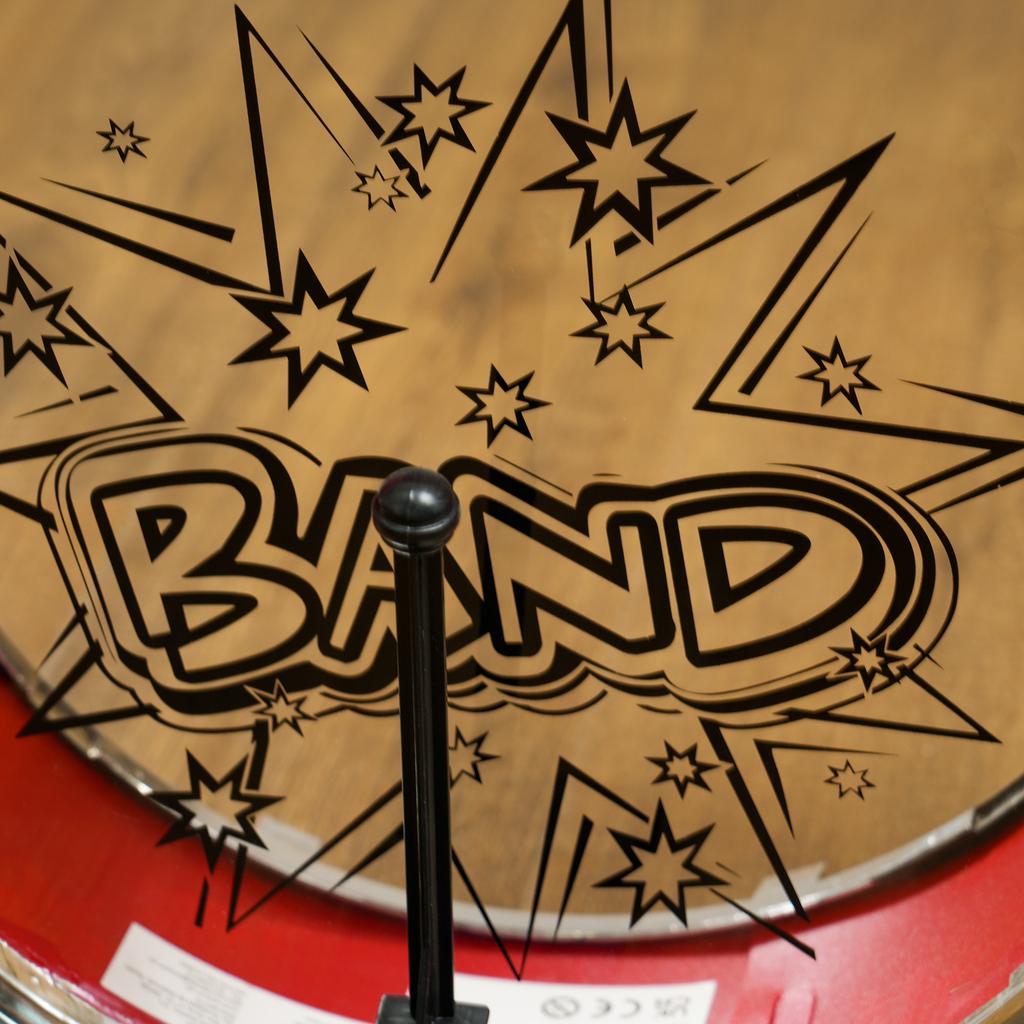 Drum Set for Children +3 Years with Drums, Bass Drum, Cymbal, Pedal and Drumsticks Star Theme Design 65x22x57 cm Red
