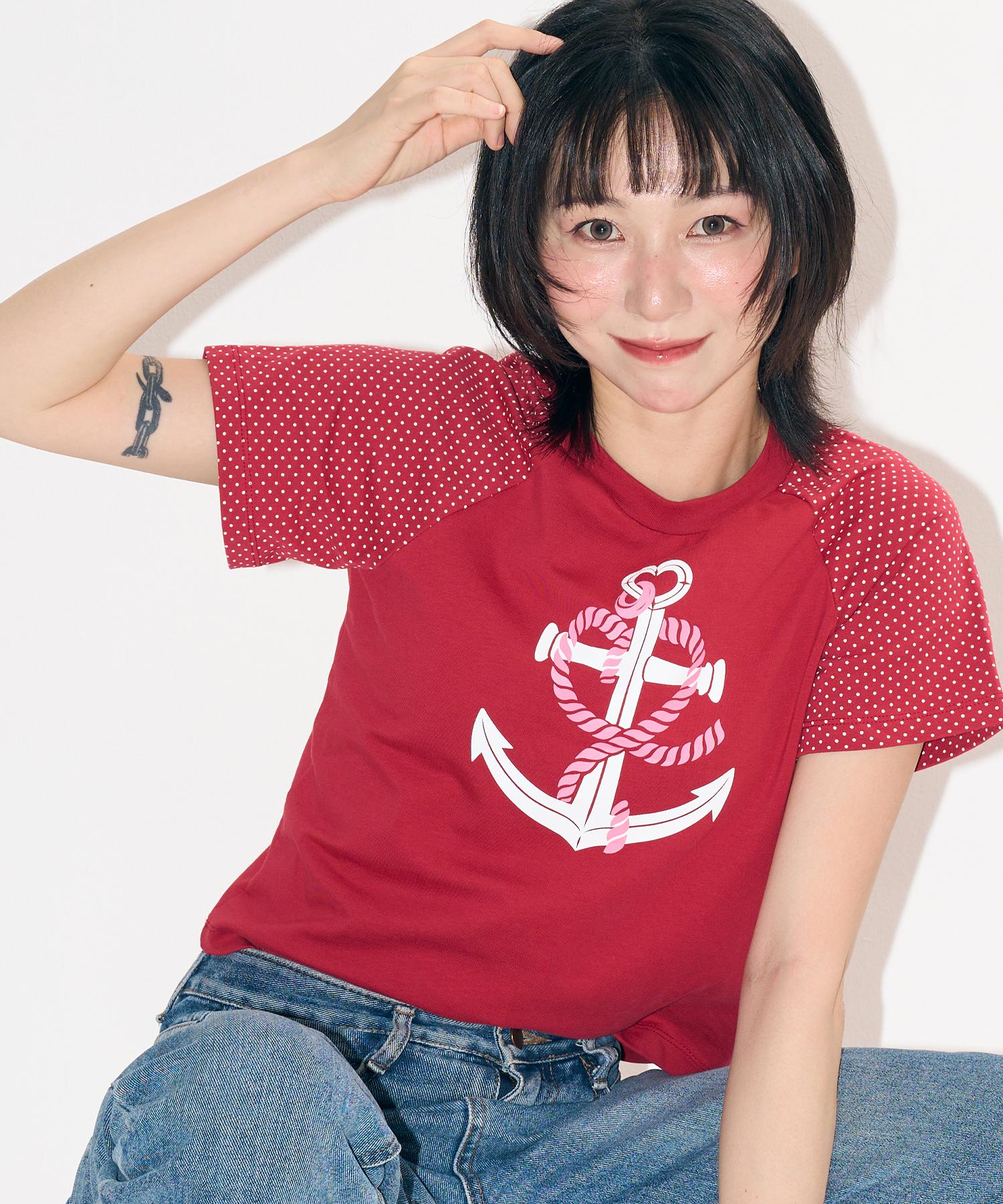 Chosyu Heart Anchor Raglan Tee [Red] Red/S