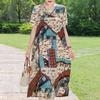 Elegant Women's Summer Dress Plus Size Short Sleeve Casual Loose Long Dresses Vintage Clothes