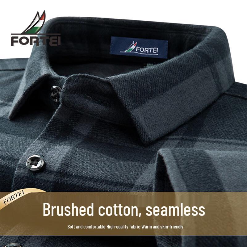 Men s Wool Blend Fleece-Lined Long Sleeve Shirt 50