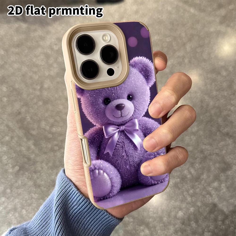 Phone Case: 2D flat lambskin suitable for iPhone 18, 17, 16, 15, 14, 13 Pro protective cases, plush little bear, Christmas and Halloween gifts