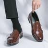 Fashion Man Leather Shoes Formal Monk Man Business Office Male Casual Dress Derby Shoes Buckle Wedding Party Luxury Botas Para Hombre