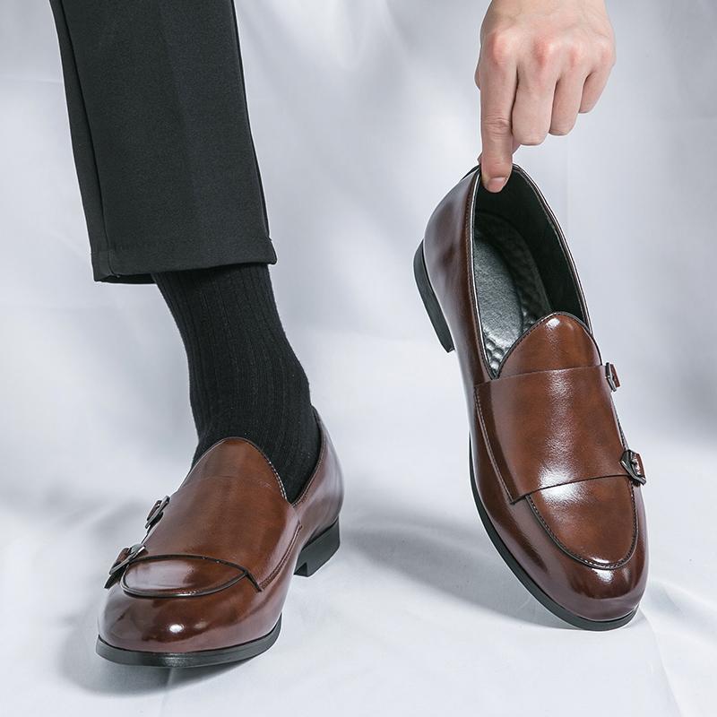 Fashion British Style Fashionable Business Breathable Casual Double Buckle Groom's Wedding Shoes Spring Brand New Comfortable Monk Shoes