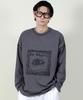 Deumakeu Square Graphic Stitch Long Sleeve T-Shirt Charcoal