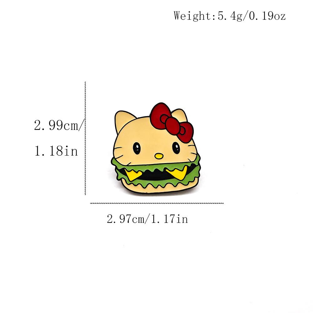 Hello Kitty Sanrio Food Badge: Cute Cartoon Hamburger Brooch Ornament