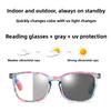 Photochromic Multifocal Reading Glasses for Women Anti Blue Light Far Sight Eyeglasses Ultra Light Spring Leg Presbyopia Glasses