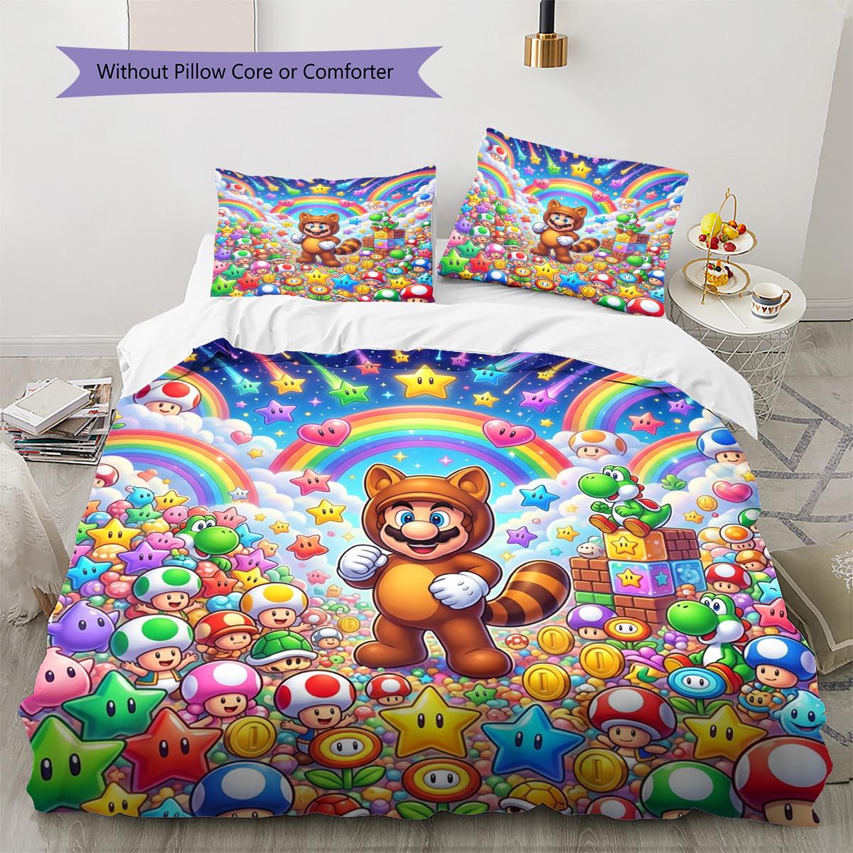 

Super Mario Pattern Bedding Quilt Set Quilt Cover Pillowcase Home Decoration Birthday Gift (1 * duvet cover + 2 * pillowcase, without core) 135x200cm