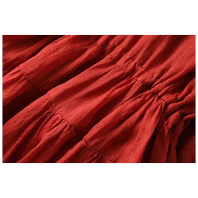 Literarisches Retro-Kleid für Damen, hautfreundlich, große Größe, mit sieben Ärmeln, hohle, lockere Taille