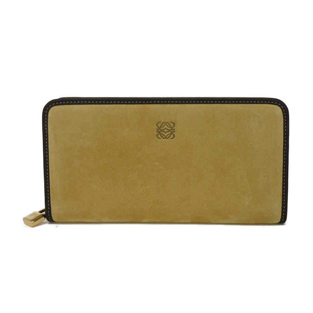 Used 12695 Amazona Zip Around Wallet 113N61.F13 7940 Two-tone Zip Around, Excellent Condition Anagram Suede Beige