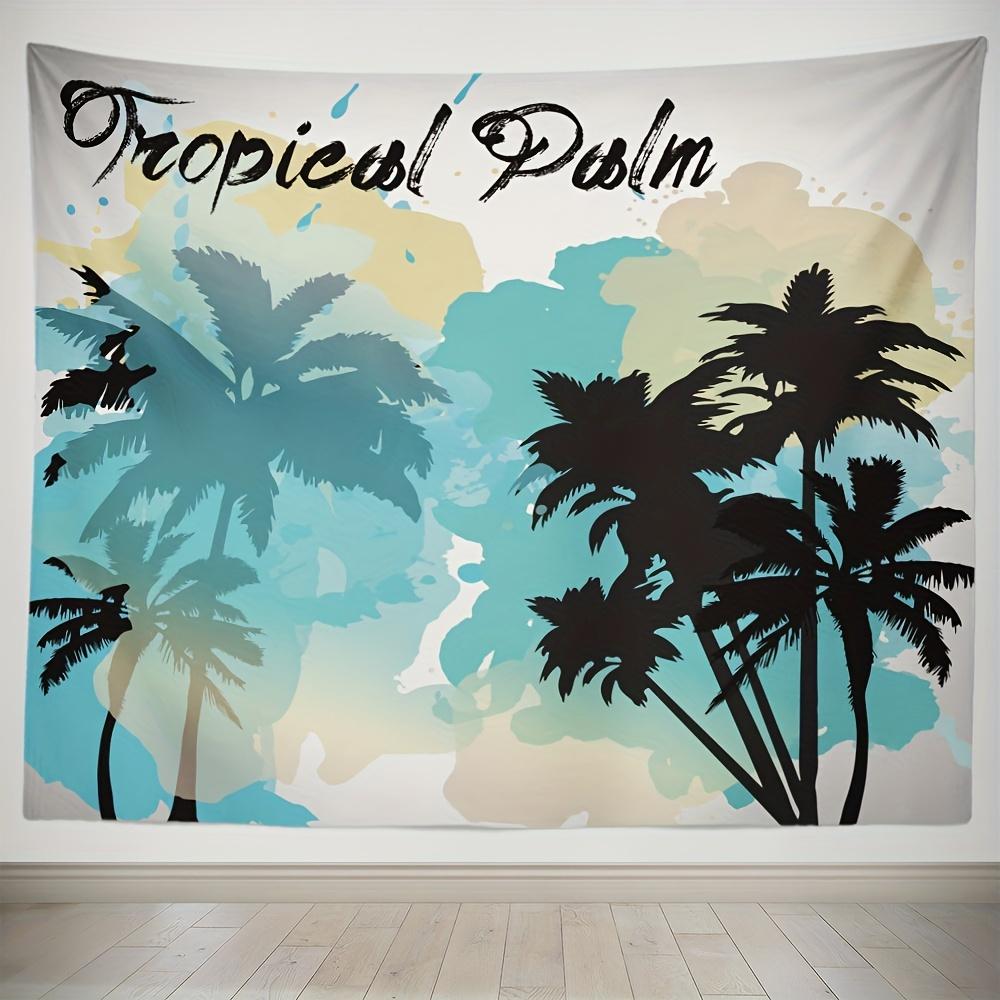VIKAMA Tropical Palm Tree Tapestry Watercolor Gradient Beach Style Wall Hanging for Bedroom  Homestay Decor 74x94cm(29x37in)