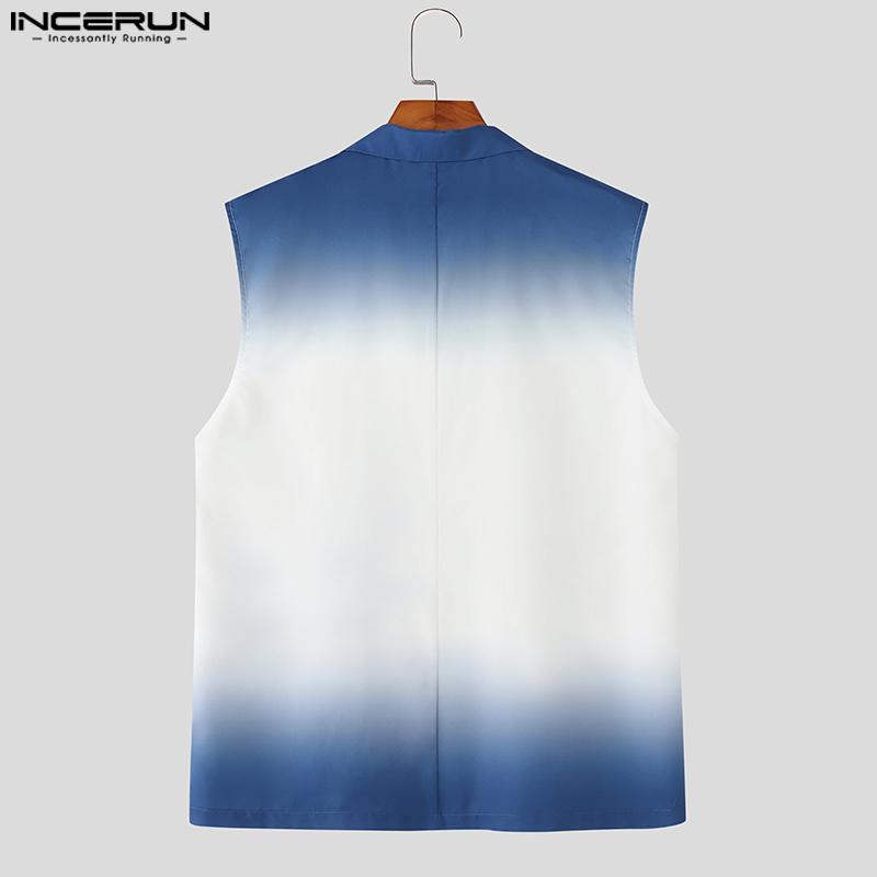 INCERUN Two Pieces Men Sleeveless Gradient Thin Waistcoat and Loose Shorts Outfits Sets