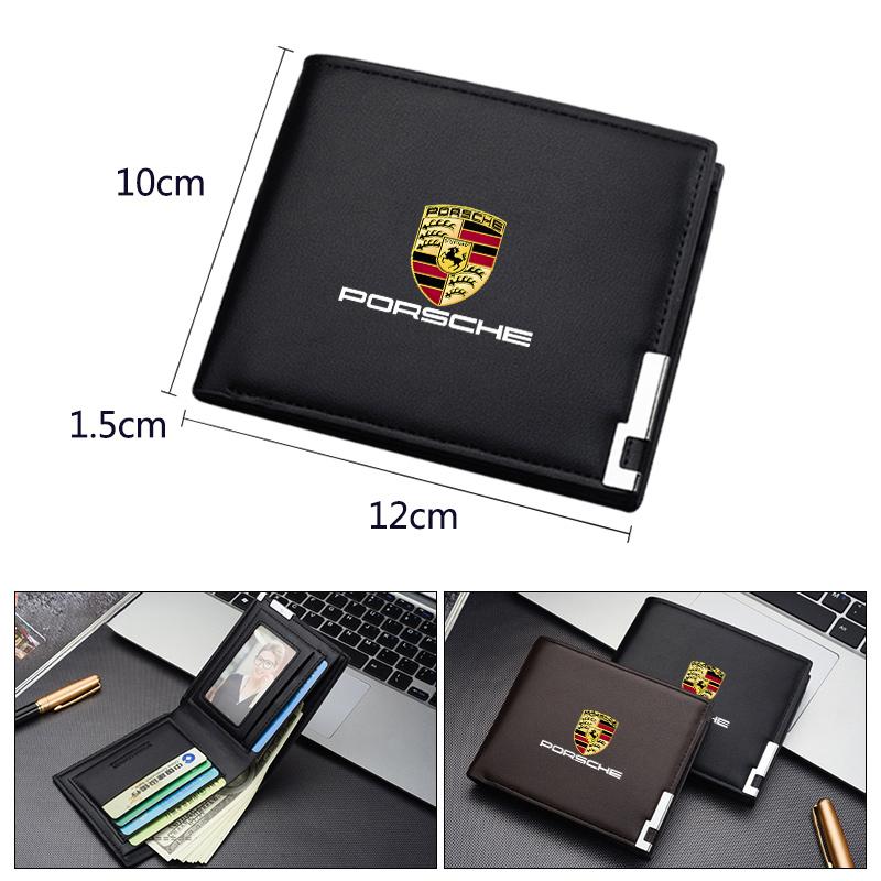 PQMZ2 Car Logo Wallet Driver's Licence Insurance Card Holder For Porsche Cayenne Panamera Macan 911 Taycan Boxster Cayman 918 Pajun