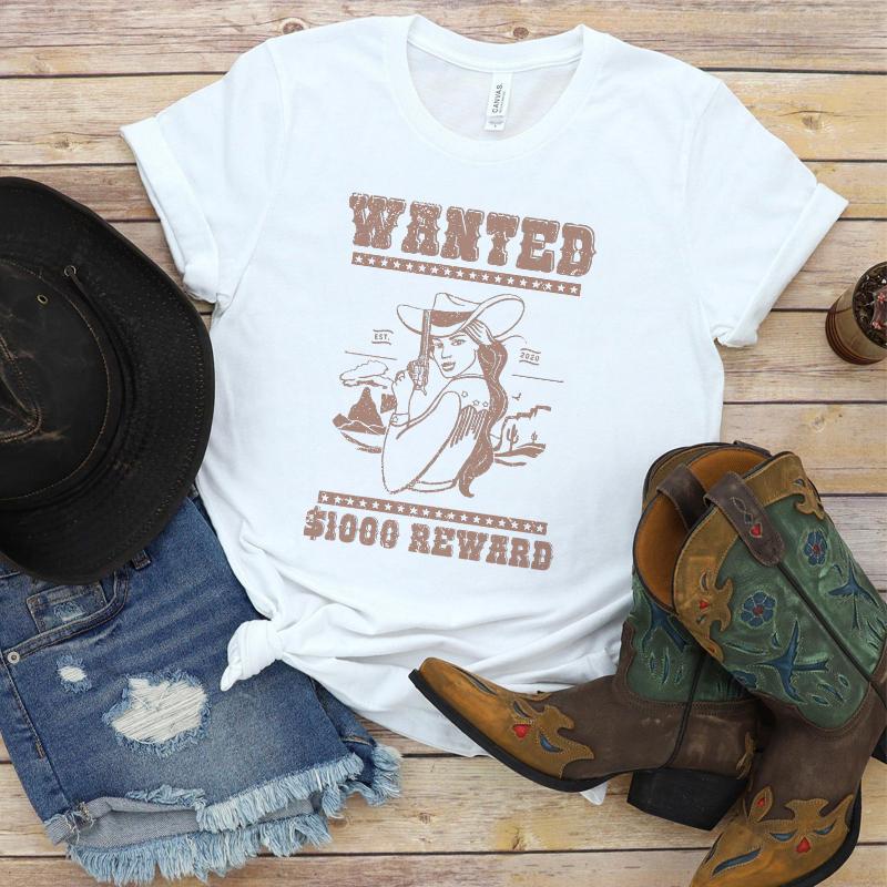 

Kuakuayu Hjn Rodeo Cowgirl T Shirt Western Style Vintage Aesthetic Top Country Girl Funny T-Shirt Women Cotton Cute Graphic Tees XL