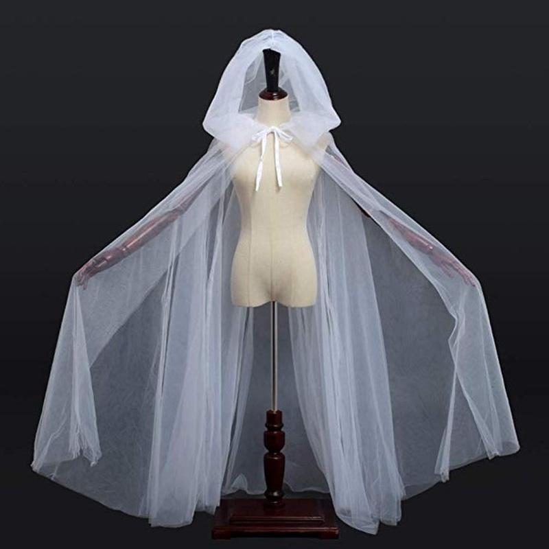 Halloween Cosplay Ghost Role Hooded Cape, Grim Reaper Witch Mesh Long Cape, Party Costume, Cool Unisex Cape