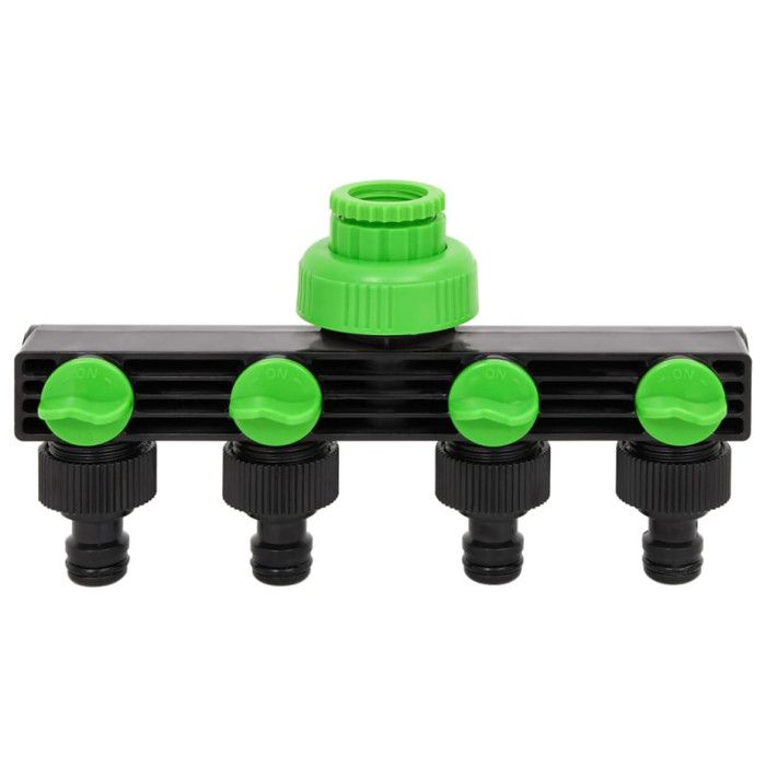 Adaptateur de robinet à 4 voies vert noir 19,5x6x11 cm ABS &amp; PP