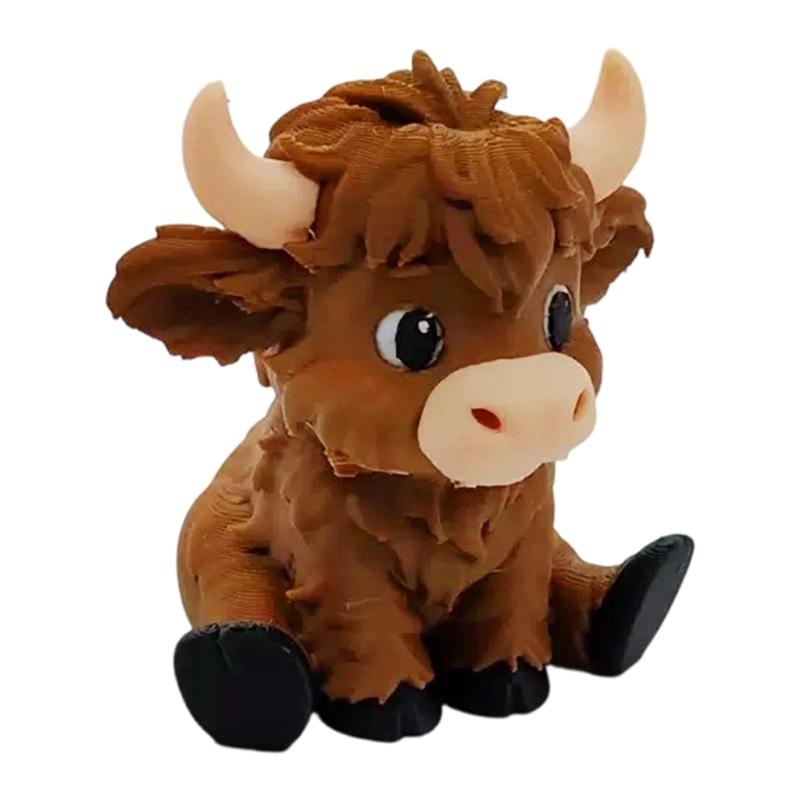 Yak Plastic Figurine Humorous Animal Desk Decors 3D Printed Brown Yak For Children Pets And Home Decors