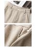 Oatmeal Wool Wide-Leg High-Waisted Slimming Pants for Autumn 2025