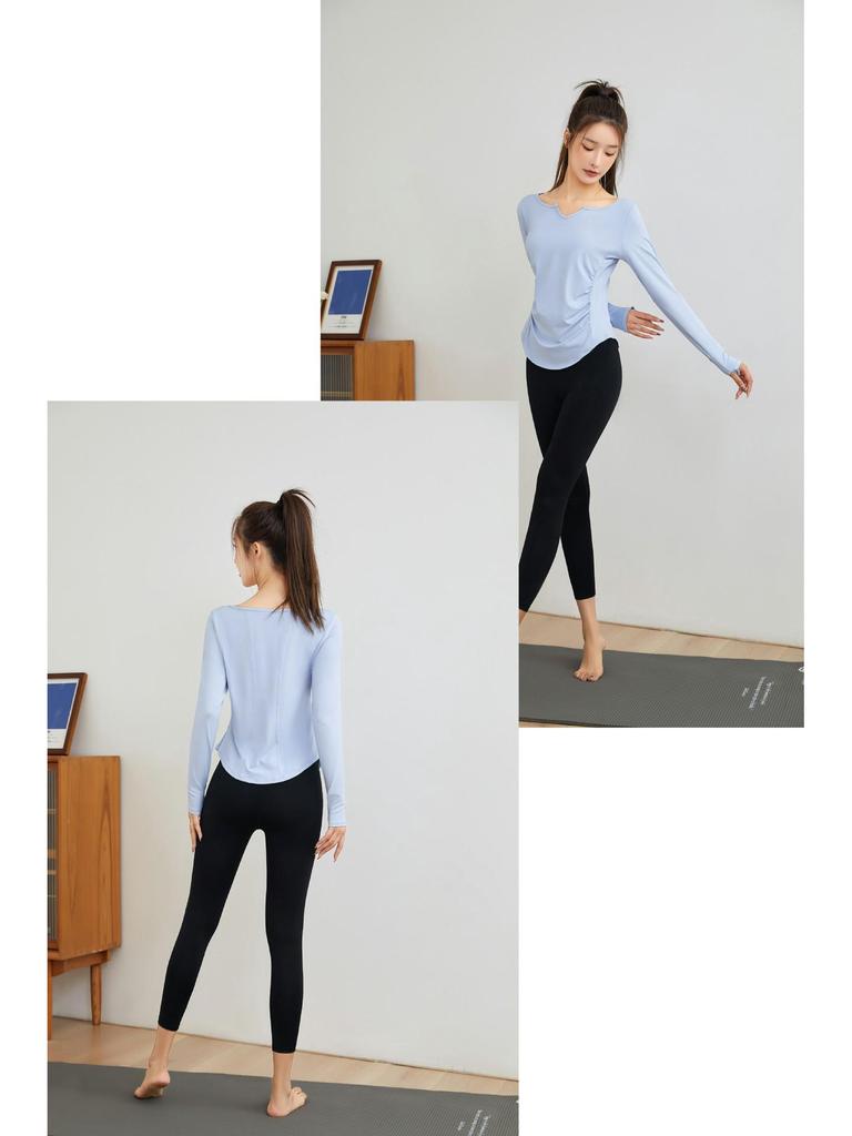 Damen Slim Fit Schnelltrocknendes Yoga-Top - Langärmliger Casual Überwurf für Herbst/Winter Fitness
