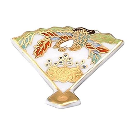 Kyo-yaki Kiyomizu-yaki Chopstick Rest, Multi, 5x4.5cm, Hozan Kiln, Suehiro, hfy012, Set (in wooden box), Phoenix, Shrimp, Taba-neshi, Gold Leaf,