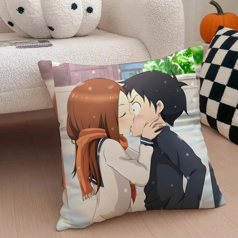 Anime Cartoon T-Teasing Master Takagi-San Cushion Cover Throw Pillow Cover Hidden Button Durable Polyester Chair Cushion