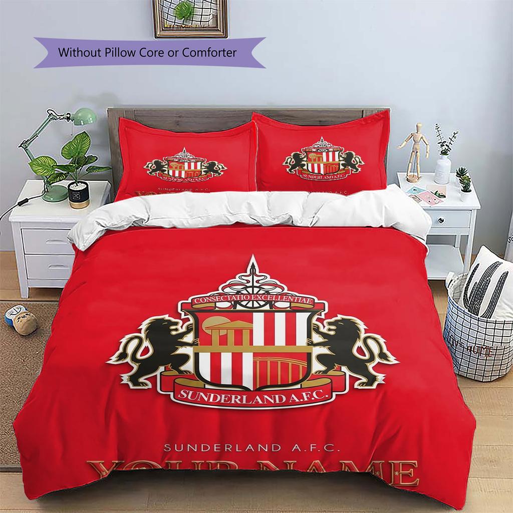Sunderland A.F Custom Name Pattern Bedding,Quilt Set Quilt Cover Pillowcase Home Birthday Gift(1 * duvet cover + 2 * pillowcase, without core)