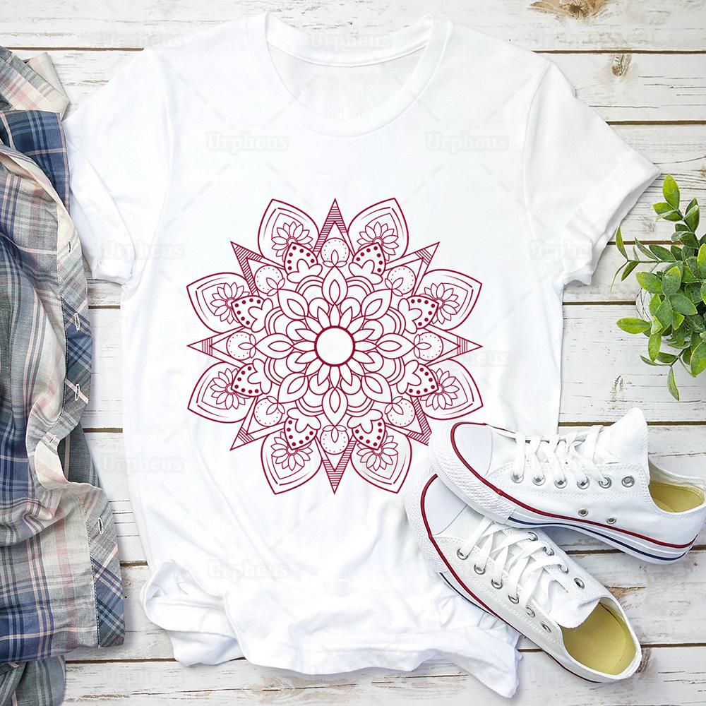 Mandala 100% bavlněné tričko dámské unisexdala umění geometrické tričko buddhismus jógová trička unisexdala letní top trička unisex