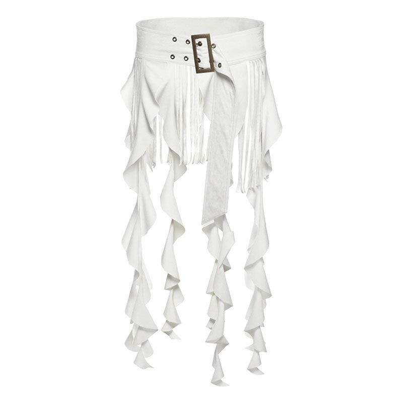 

# Sisjuly# Korean Style Cool Baby Jazz Dancer Ribbon Ruffles Tassel Women s Volleyball Belt Loop Accessories Fashion White M