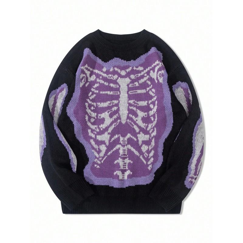 Stylish Unisex Knit Sweater With 3D Jacquard Loose Fit Round Neck Long Sleeve Streetwear Fall 2025