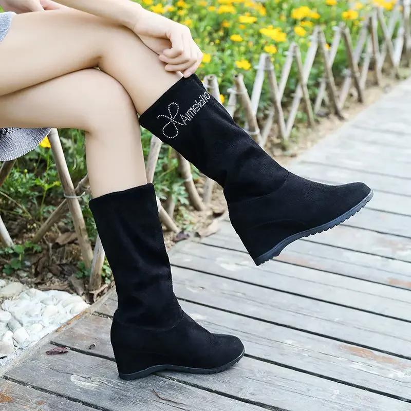 

Fashion Winter 2024 Autumn Ladies Mid Calf Shoes New In Women s Half High Boots Pu on Promotion Quality Footwear Y2k Spring Waterproof 35