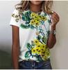 2025 Casual Sports Women's T-shirt Summer New Style Garden Collar Short Sleeve Fresh Floral Loose Lightweight Fabric Casual