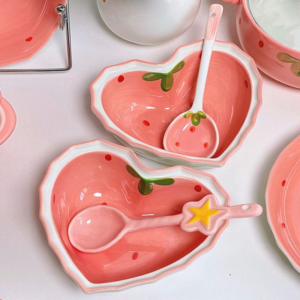 

Heart-shaped Strawberry Shape Dessert Bowl Cartoon Strawberry Fruit Bowl Household