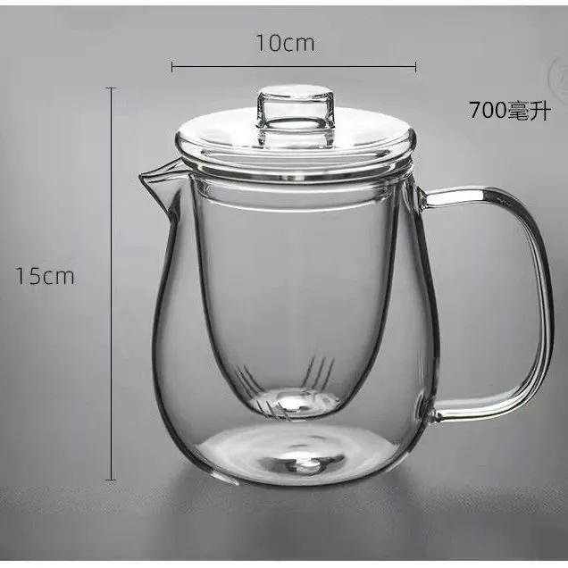 Glasteekanne mit Glastee-Ei Wasserkocher zum Trinken von Teewasser Große Kapazität Trinkgeschirr Tragbare Flaschenteekanne