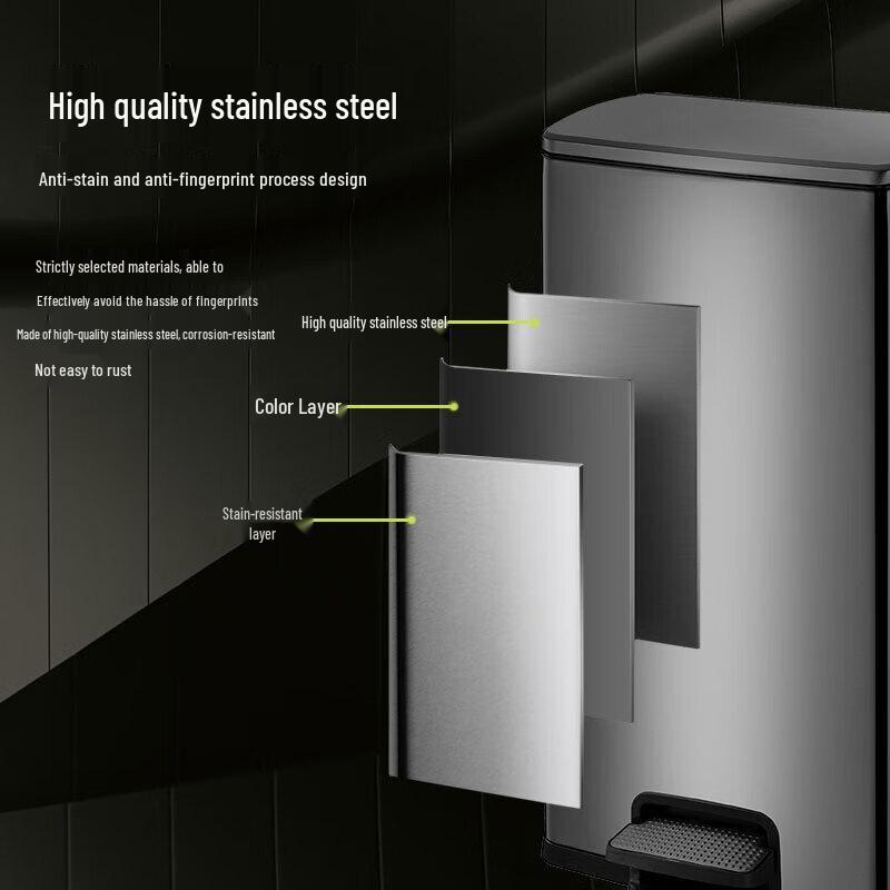 Shiyi 40L Stainless Steel Foot Pedal Trash Can