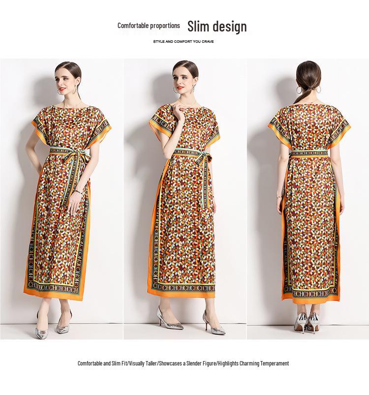 In-Stock European & American Fashion Versatile One-Shoulder Tie-Up Dress with Belt