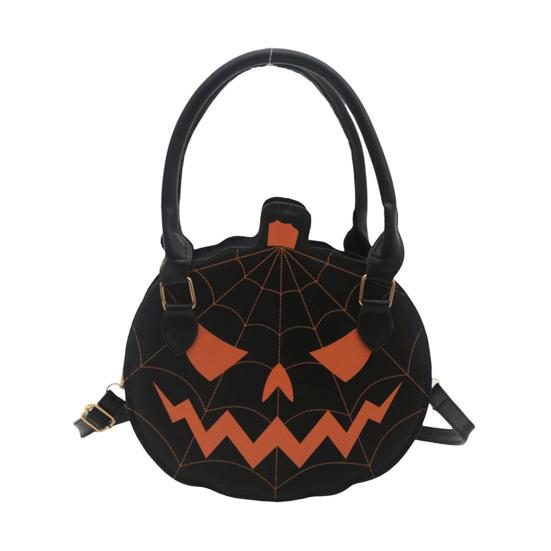 Artificial Leather Handbag Halloween Pumpkin Purse, Women Novelty Crossbody Bag, Spooky Purse for Trick or Treat, Fall Parties Holiday