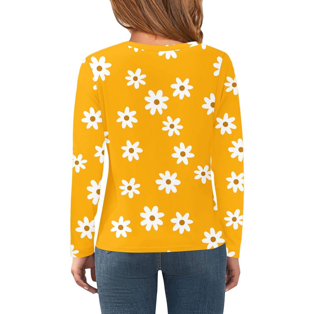 Kinder Langarmshirts Lässiges Print T-Shirt Rundhals Pullover Bluse