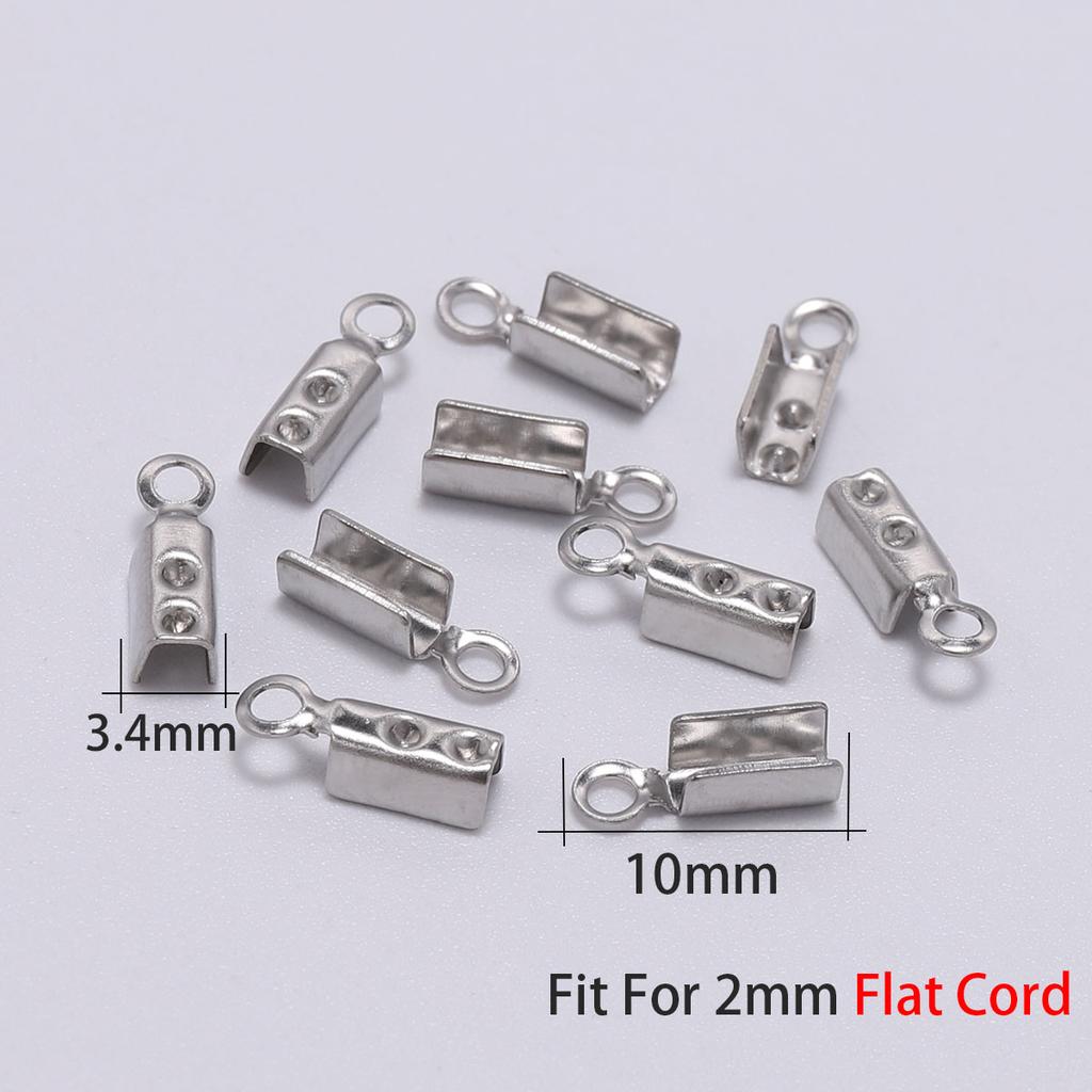 50 Pcs Stainless Steel Leather Cord Clasp End Clasps Crimp Bead Connectors For Jewelry Making Findings DIY Accessories Supplies