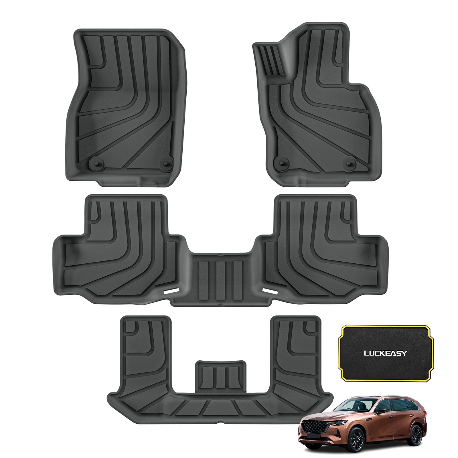 

LUCKEASY Коврики 3D для пола Mazda KL Октябрь 2024 3D Автомобильный пол TPE 3D Легкий Защитный CX80 Ряд Набор с Mazda Diesel и CX-80 (Серия CX80, 6-местный, - чёрный