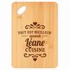 Cutting Board - PLANETEE - Best When Léane Cooks - Bamboo - 30 X 20 X 1 Cm - Rounded Edges, 24 Mm Hole