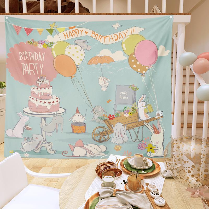 Birthday Party Decoration Tapestry Photo Background Cloth Ins Hanging Cloth Children's Meeting Scene Arrangement Background Wall Photo