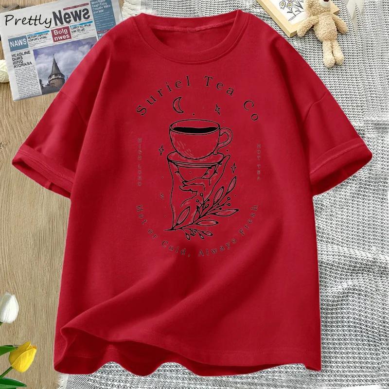 Suriel Tea Co T Shirt Women Graphic Acotar TShirt Bookish Sarah J Maas Tshirt Harajuku Cotton Short Sleeve Streetwear Clothes S