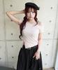 AWESOME STUDIO Side Slit One-Shoulder T-Shirt Light Pink