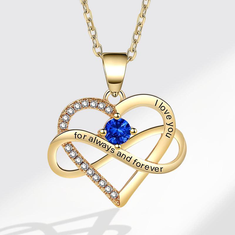 Fashionable Zircon Heart Large 8 I Love You Letter Necklace Women's Versatile Jewelry