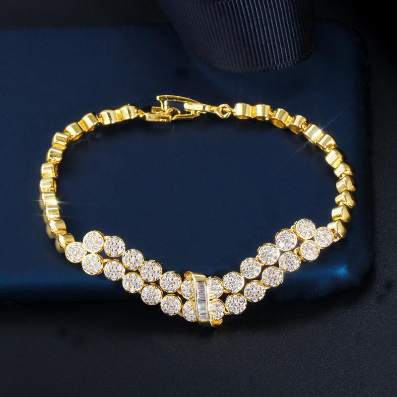 

S0177 Браслет из микроцирконов Super Sparkle, Изысканное женское украшение для рук, Покрытие из 18-каратного золота