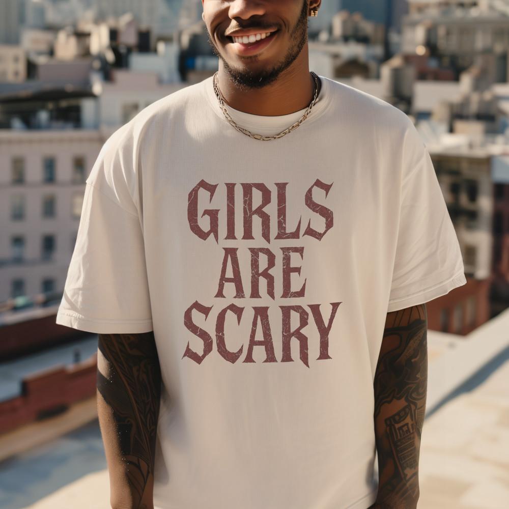 

Girls Are Scary T Shirt Dark Humor Gothic Grunge Graphic Tee Alt Streetwear Unisex T-Shirt XXXXL