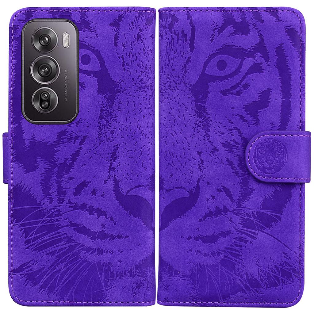 For Oppo Reno12 Pro 5G (Global) Phone Case Tiger Imprint Leather Wallet Cover