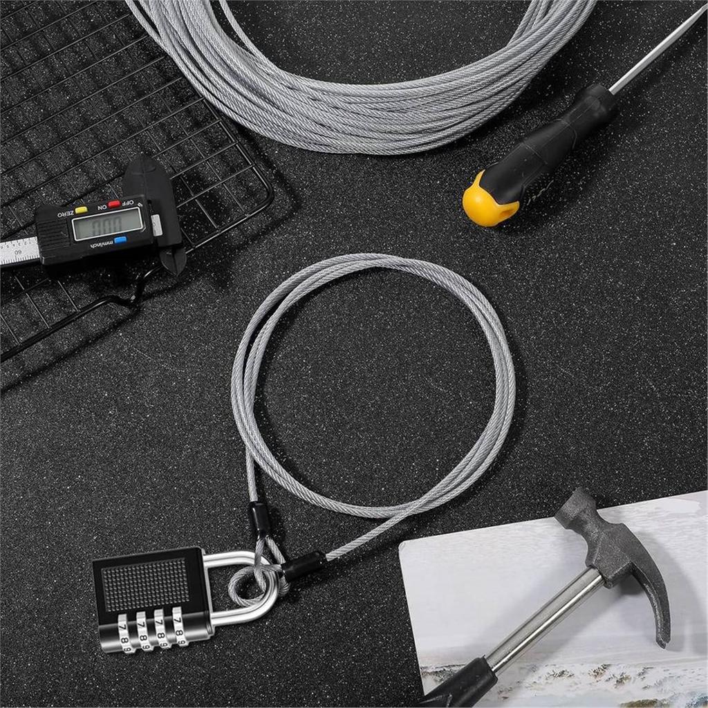 2026 New 20 Pack Cable Locks, 4.9ft X 3mm Steel Security Cable Lock with Double Loops Luggage for U Lock Padlock and Outdoor Use